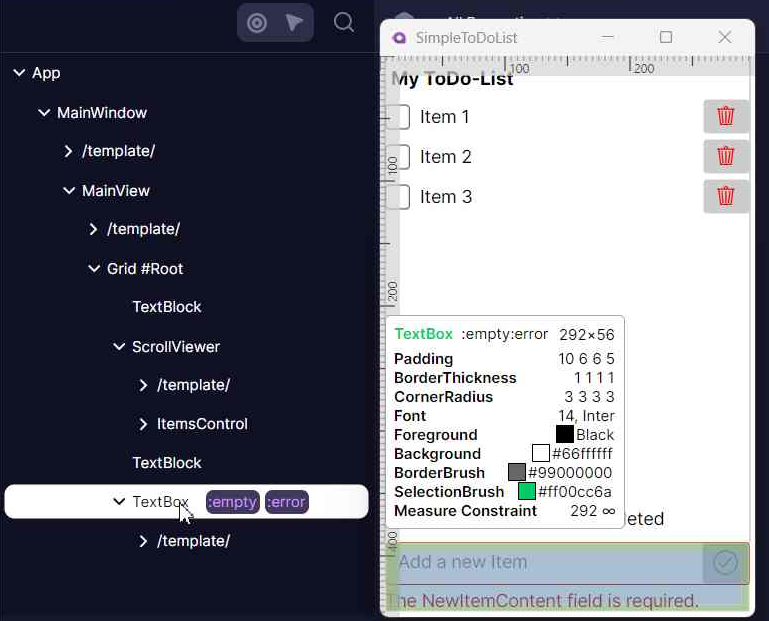 Trigger overlays from the Elements Tree